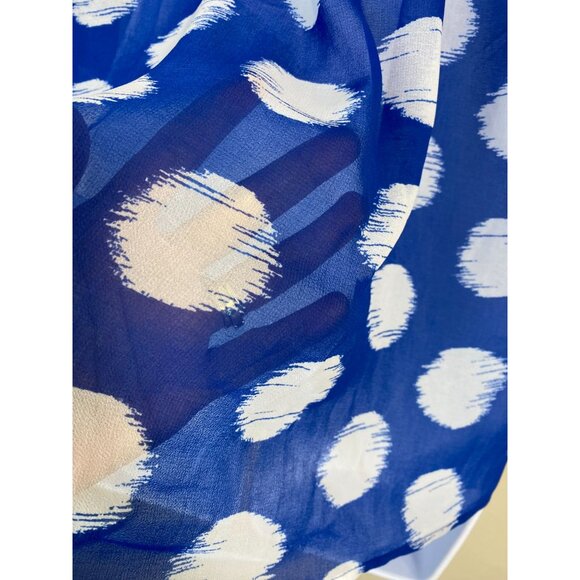 Chicos Blue White Sheer Polka Dot Button Up Blouse Size 6 Lightweight Boho Flowy - Picture 6 of 13